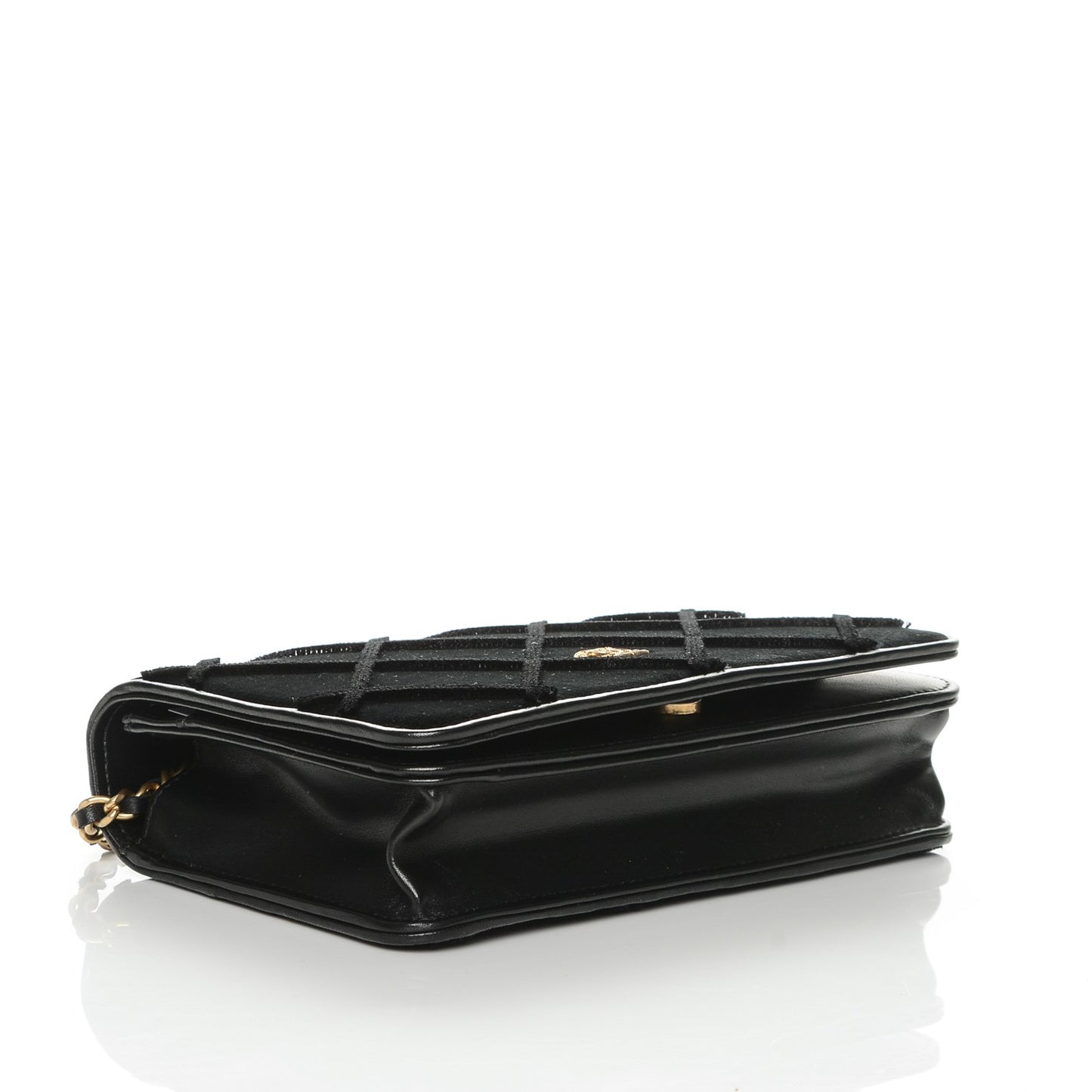 Velvet Quilted Wallet On Chain WOC Black