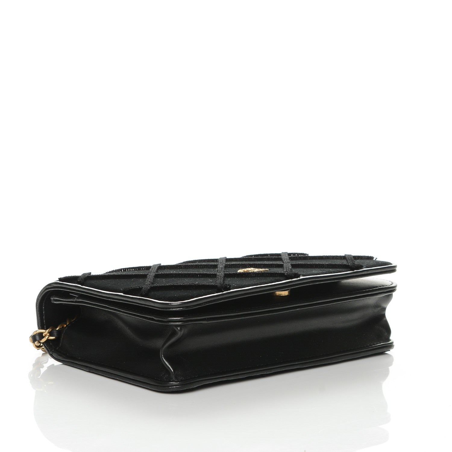 Chanel Velvet Quilted Wallet On Chain WOC Black 4 of 8