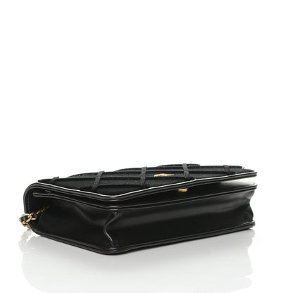 Chanel Velvet Quilted Wallet On Chain WOC Black 4 of 8