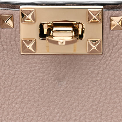 Valentino Garavani Pebbled Calfskin Small Rockstud Flip Lock Hobo Poudre 10 of 10