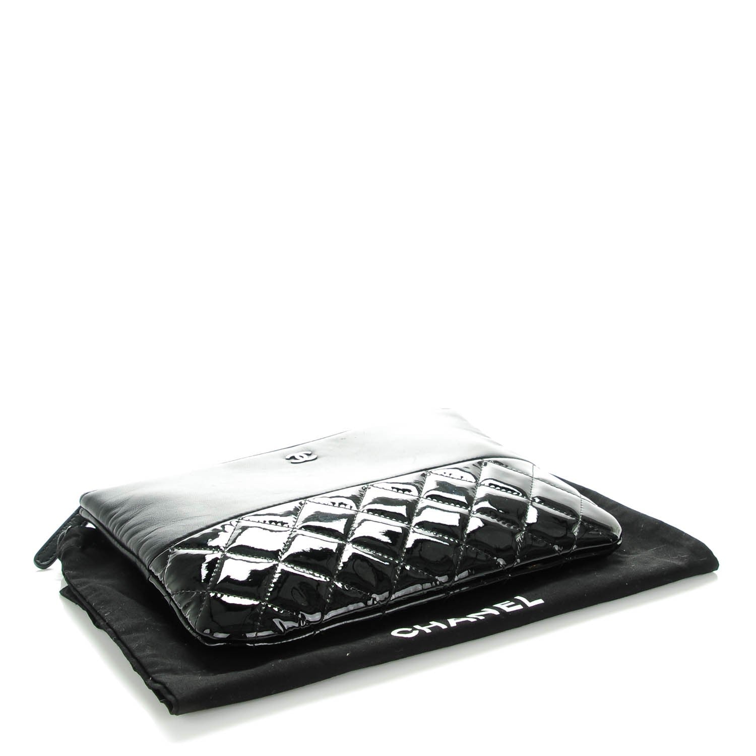 Chanel Lambskin Patent Quilted Medium Cosmetic Case Black 4 of 7