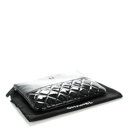 Chanel Lambskin Patent Quilted Medium Cosmetic Case Black 4 of 7