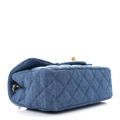 Chanel Denim Quilted Mini Pearl Crush Rectangular Flap Blue 4 of 13