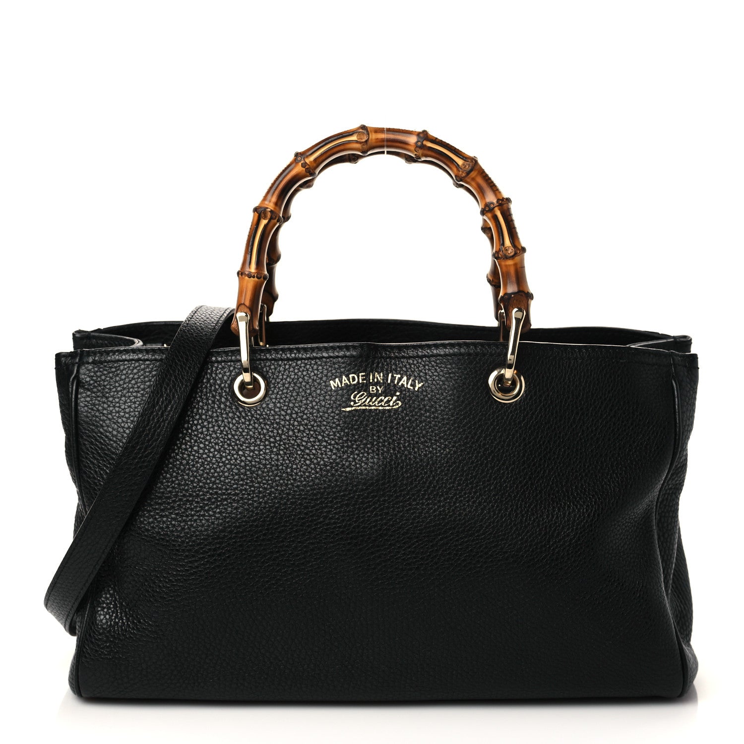 Gucci Pebbled Calfskin Medium Bamboo Shopper Tote Black 1 of 7