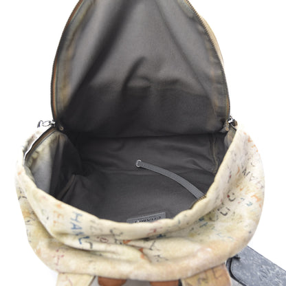 Chanel Graffiti Printed Canvas Medium Backpack Beige 4 of 9
