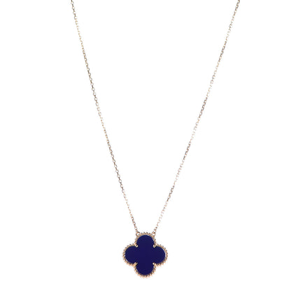 Van Cleef & Arpels 18K Yellow Gold Blue Sevres Porcelain Magic Alhambra Vendome Necklace 1 of 8