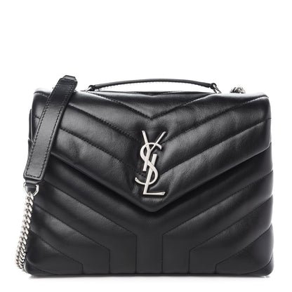 Saint Laurent Calfskin Y Quilted Monogram Small Loulou Chain Satchel Black 1 of 9