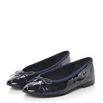 Chanel Patent CC Ballerina Flats 35 Navy 3 of 11