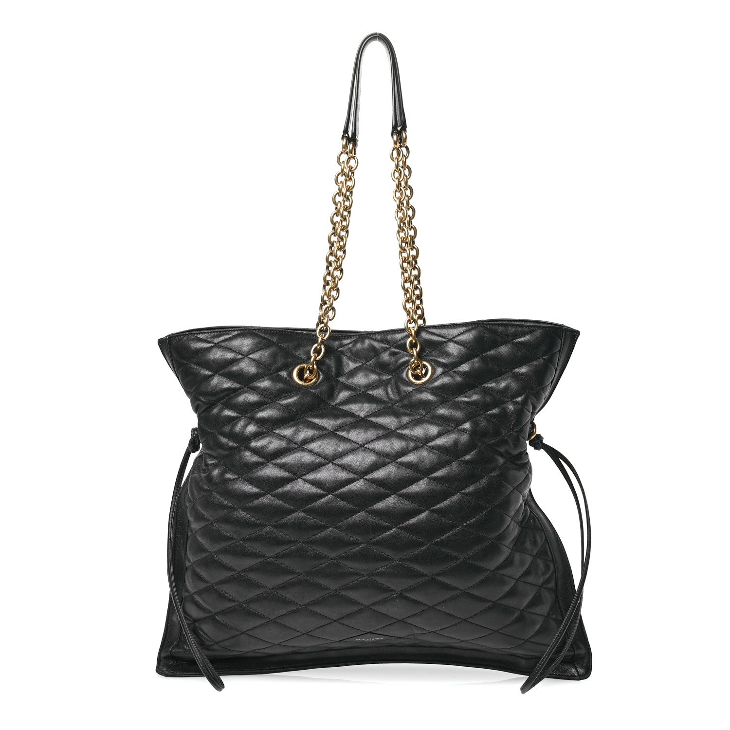 Saint Laurent Lambskin Quilted Pochon Drawstring Tote Bag Black 1 of 10