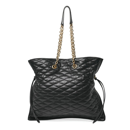 Saint Laurent Lambskin Quilted Pochon Drawstring Tote Bag Black 1 of 10