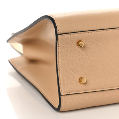 Versace Grained Calfskin Large Virtus Top Handle Shoulder Bag Beige 6 of 8