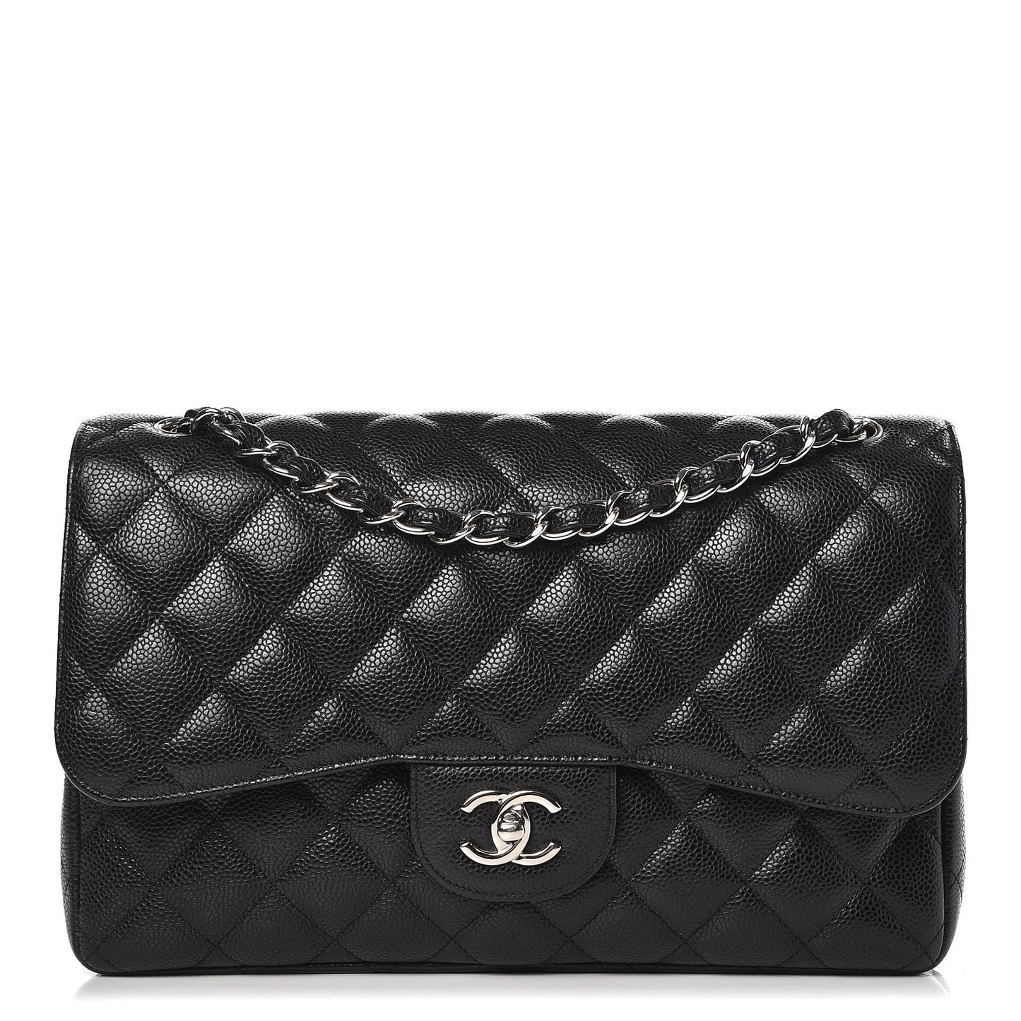 Caviar Quilted Jumbo Double Flap Black