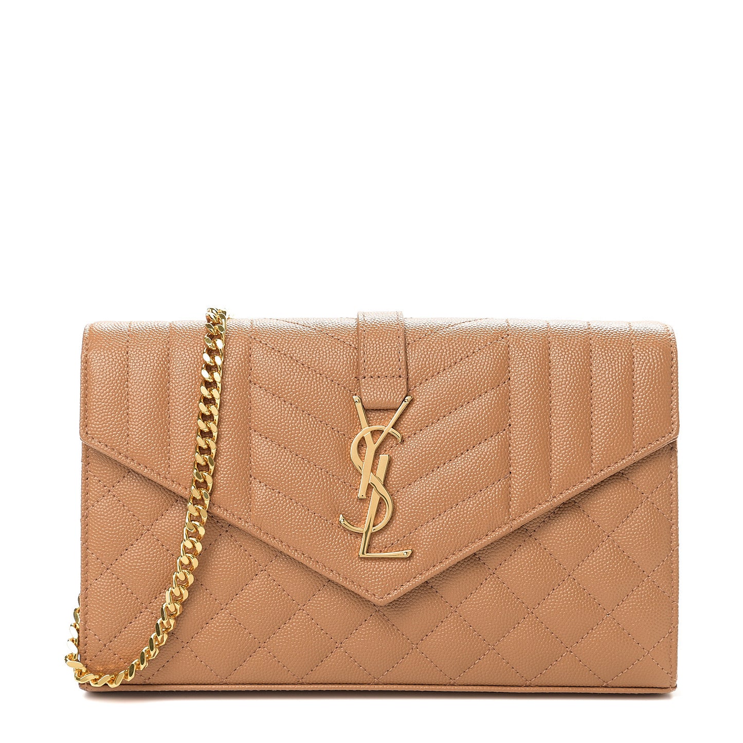 Grain De Poudre Mixed Matelasse Triquilt Monogram Chain Wallet Cork