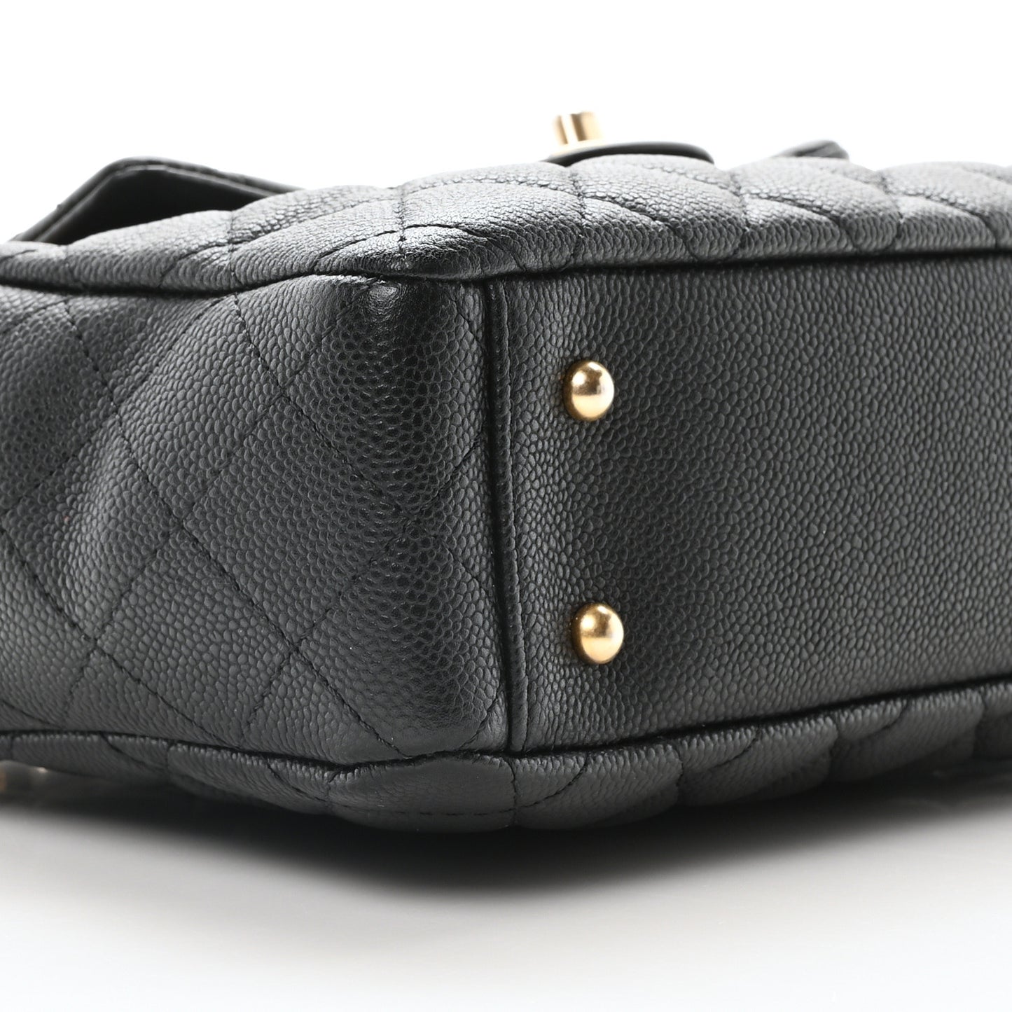 Caviar Calfskin Quilted Small Top Handle Flap Black