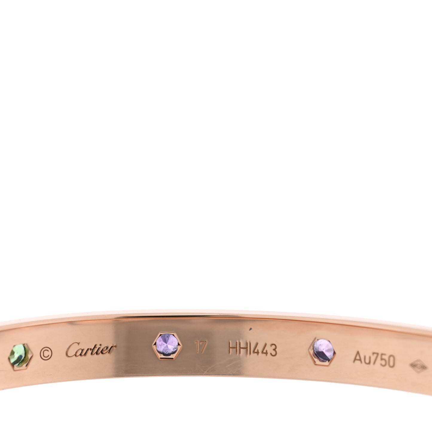 18K Pink Gold Sapphire Garnet Amethyst LOVE Bracelet 17
