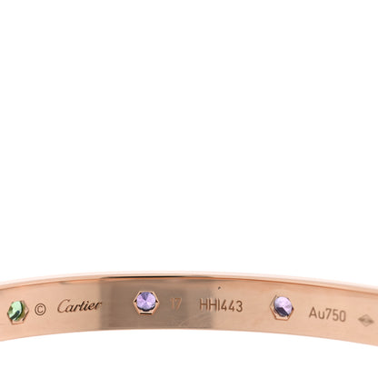 Cartier 18K Pink Gold Sapphire Garnet Amethyst LOVE Bracelet 17 3 of 6