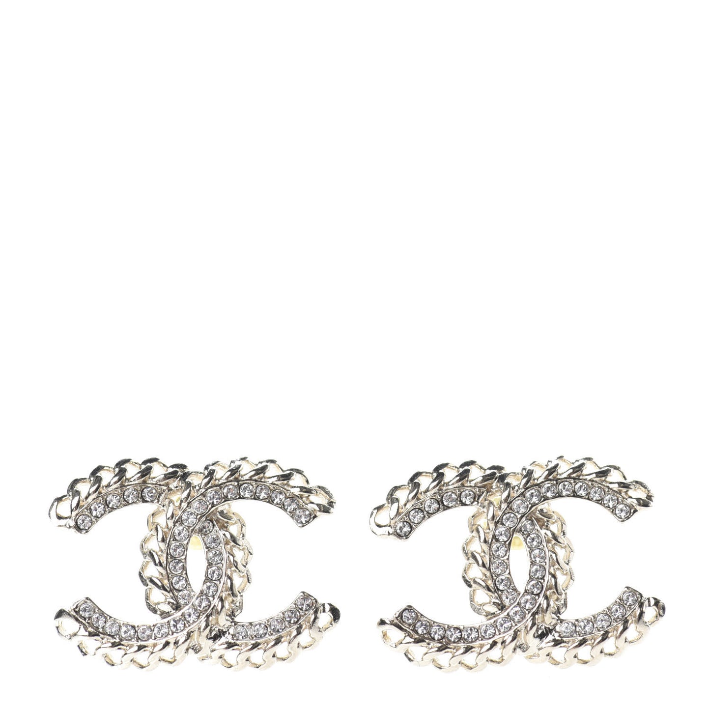 Crystal Chain CC Earrings Gold