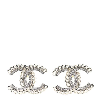 Chanel Crystal Chain CC Earrings Gold 1 of 4