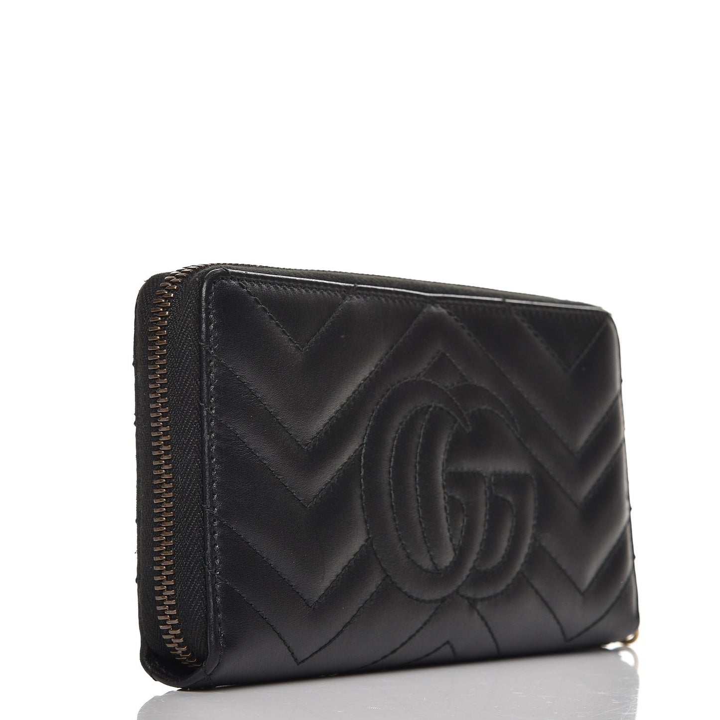 Calfskin Matelasse GG Marmont Zip Around Wallet Black