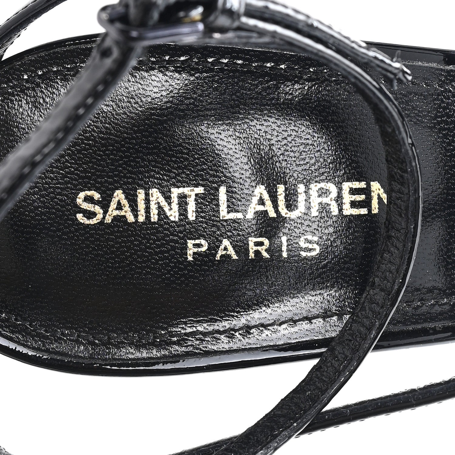 Saint Laurent Patent Cassandra 100 Ankle Strap Sandals 40 Black 8 of 12