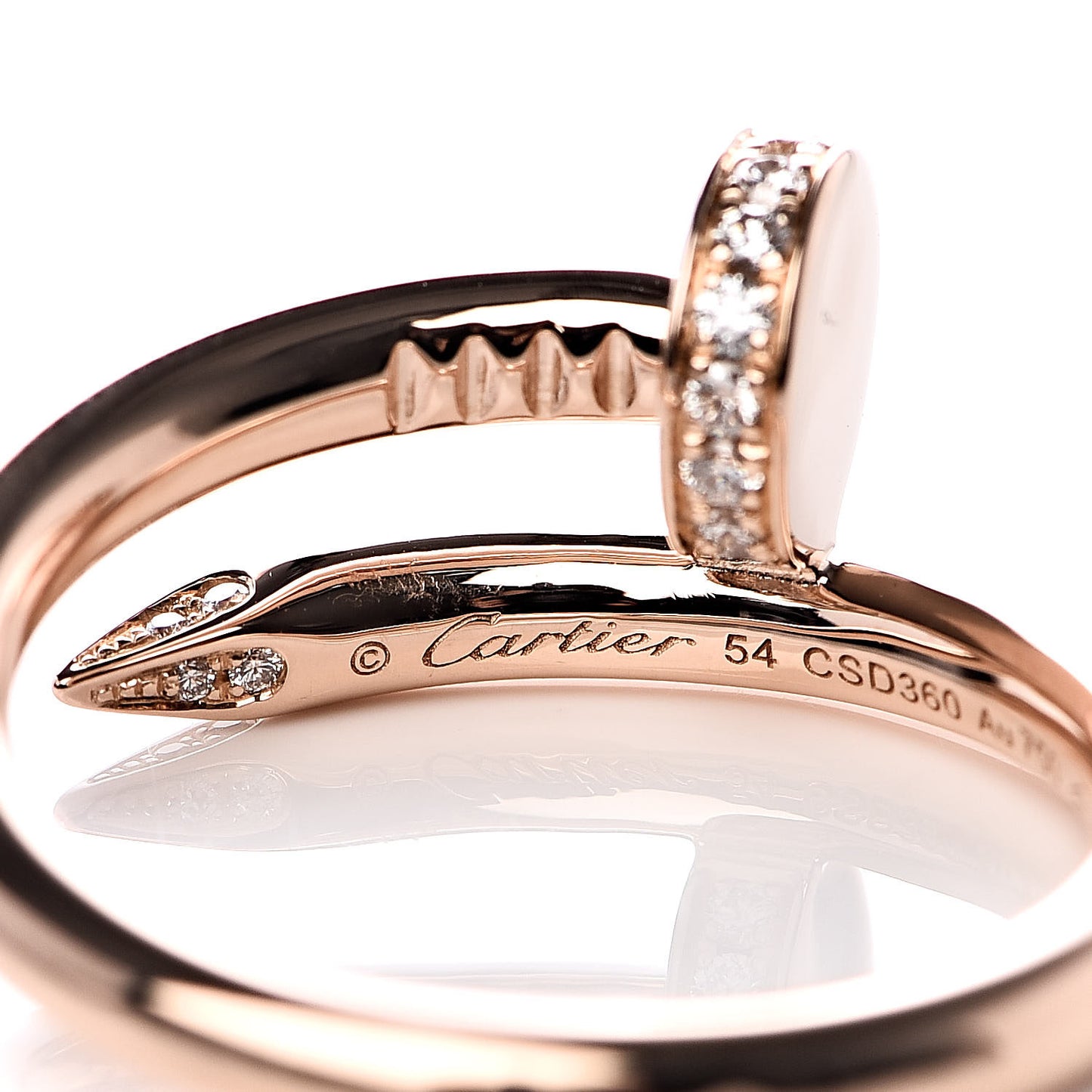 18K Pink Gold Diamond Juste Un Clou Ring 54 6.75