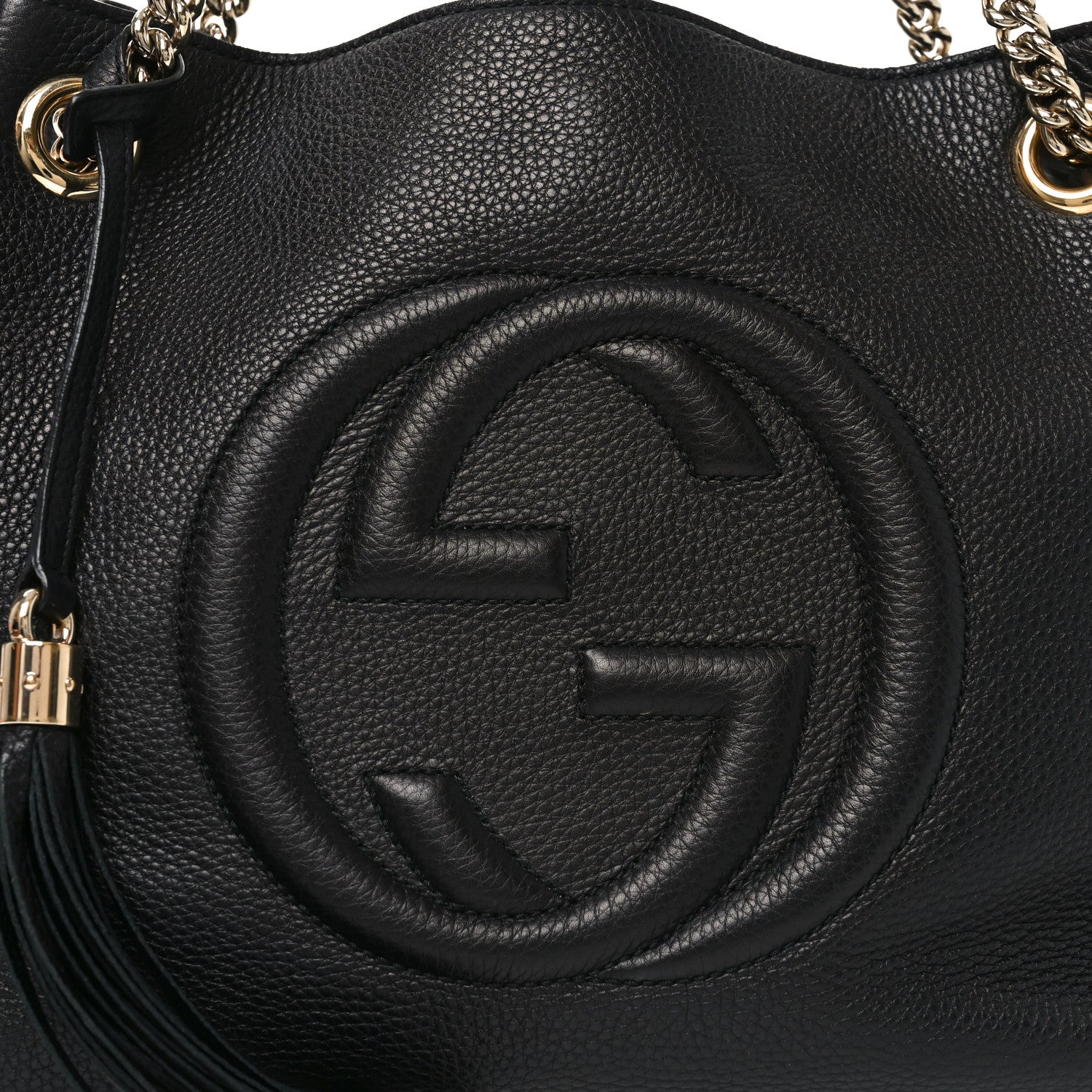 Gucci Pebbled Calfskin Medium Soho Chain Shoulder Bag Black 8 of 10
