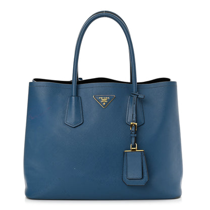 Prada Saffiano Cuir Medium Double Bag Cobalto 1 of 17