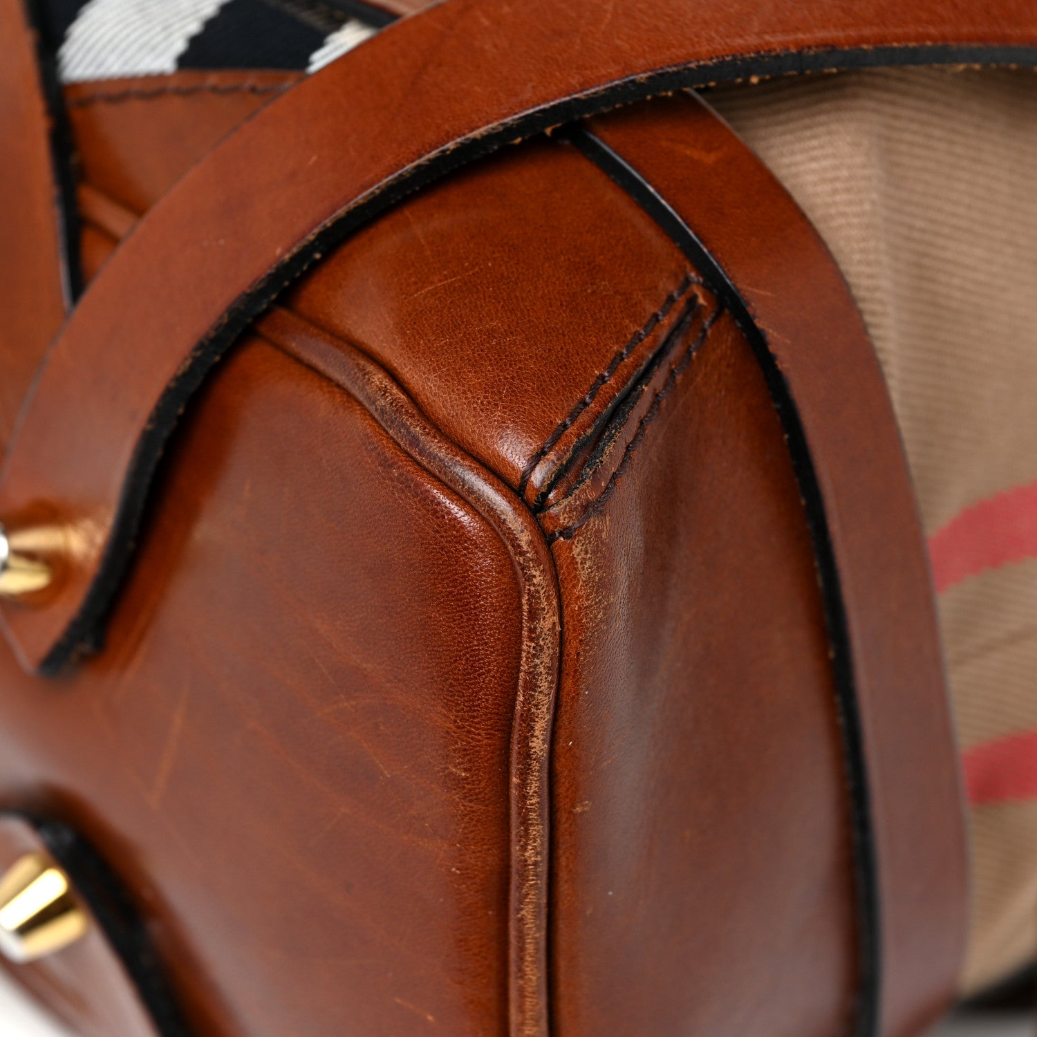 Burberry House Check Bridle Calfskin Medium Gosford Hobo Dark Tan 14 of 22