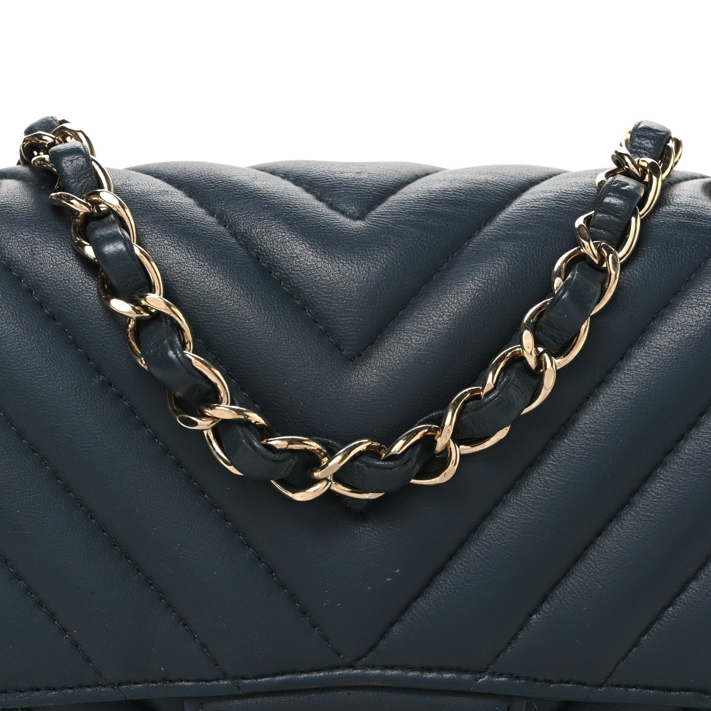 Lambskin Chevron Quilted Mini Rectangular Flap Dark Grey