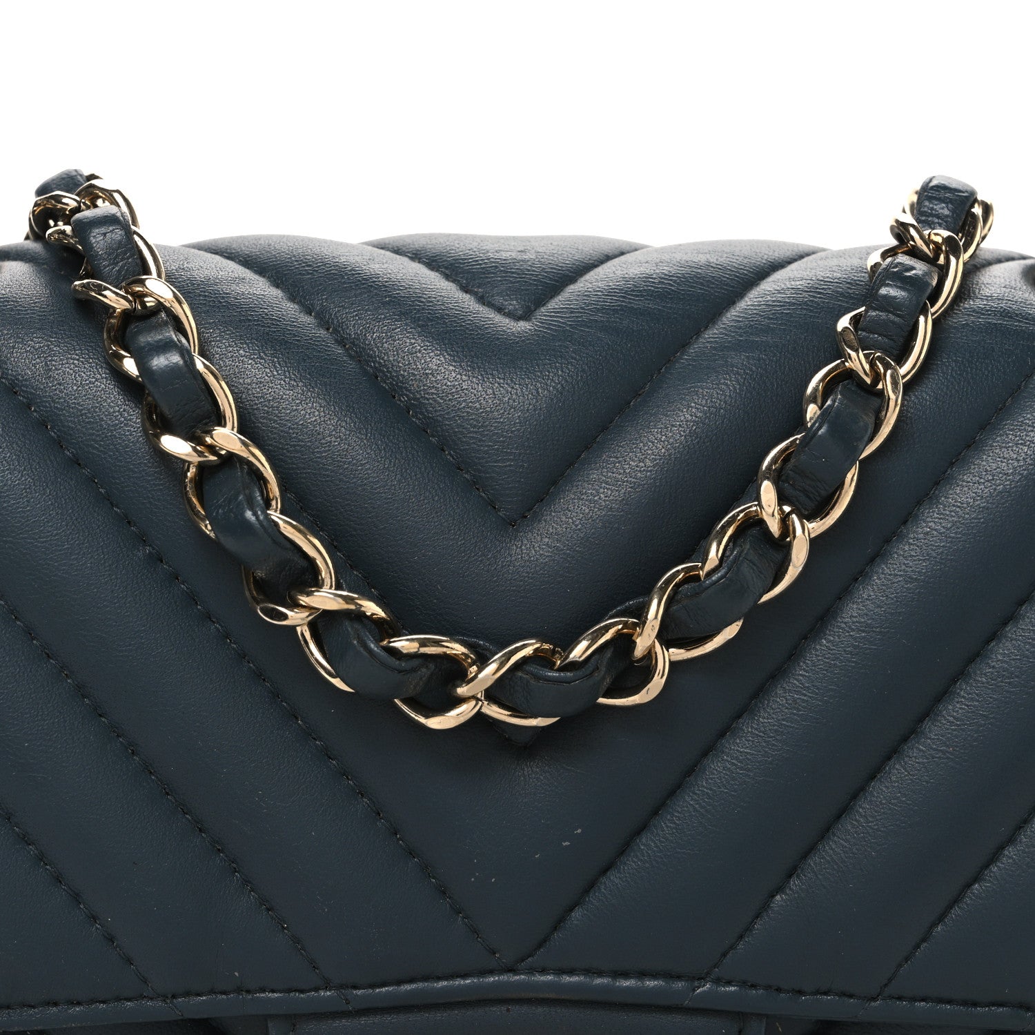 Chanel Lambskin Chevron Quilted Mini Rectangular Flap Dark Grey 8 of 10
