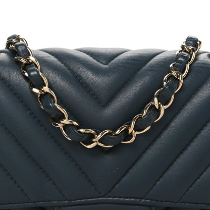 Chanel Lambskin Chevron Quilted Mini Rectangular Flap Dark Grey 8 of 10