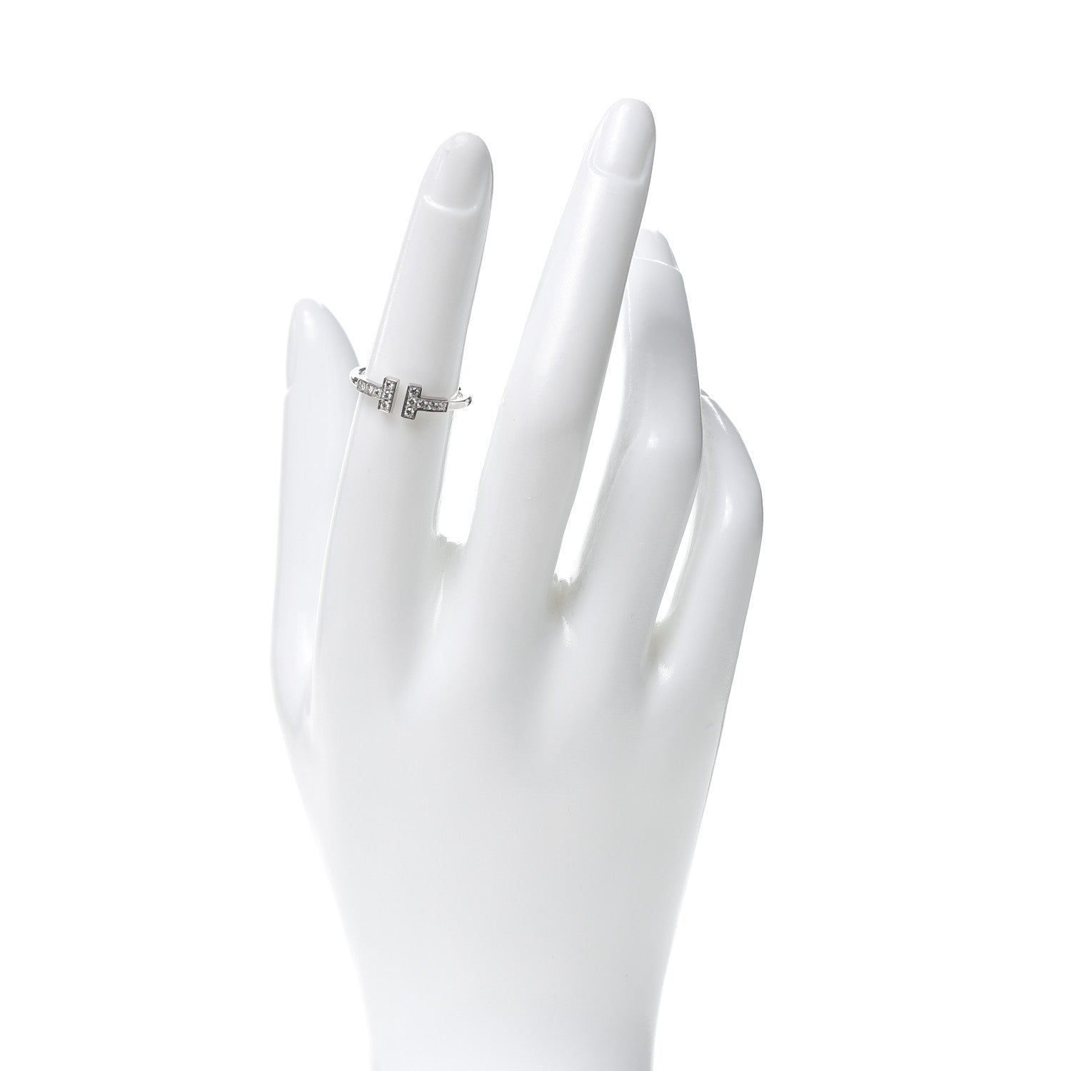 Tiffany 18K White Gold Diamond T Wire Ring 51 5.75 2 of 5