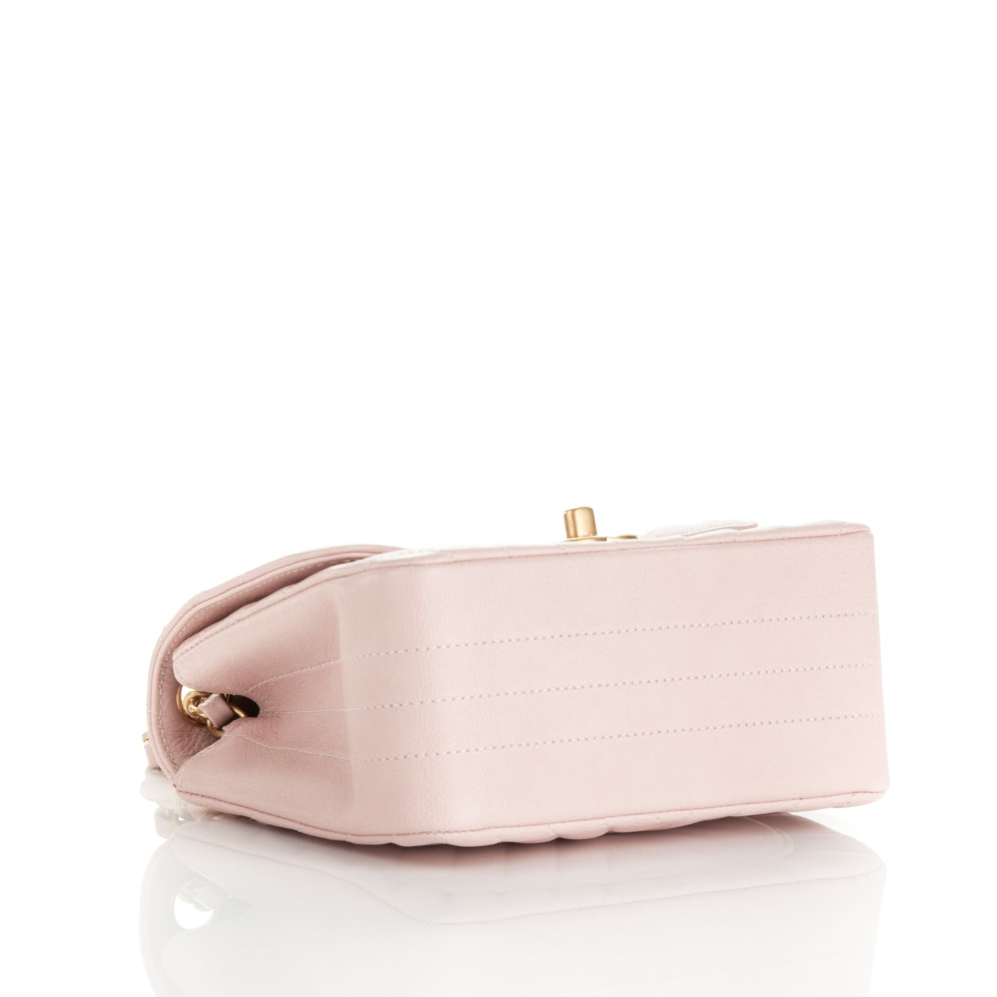 Calfskin Chevron Quilted Mini Square Flap Light Pink