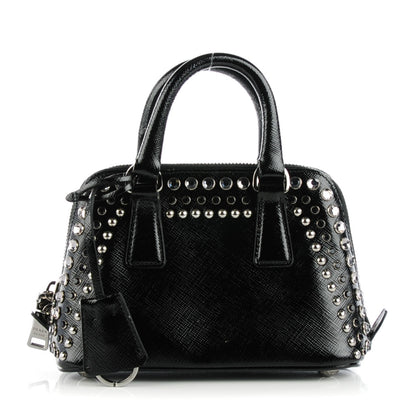 Prada Saffiano Vernice Crystal Studded Mini Promenade Tote Black 1 of 7