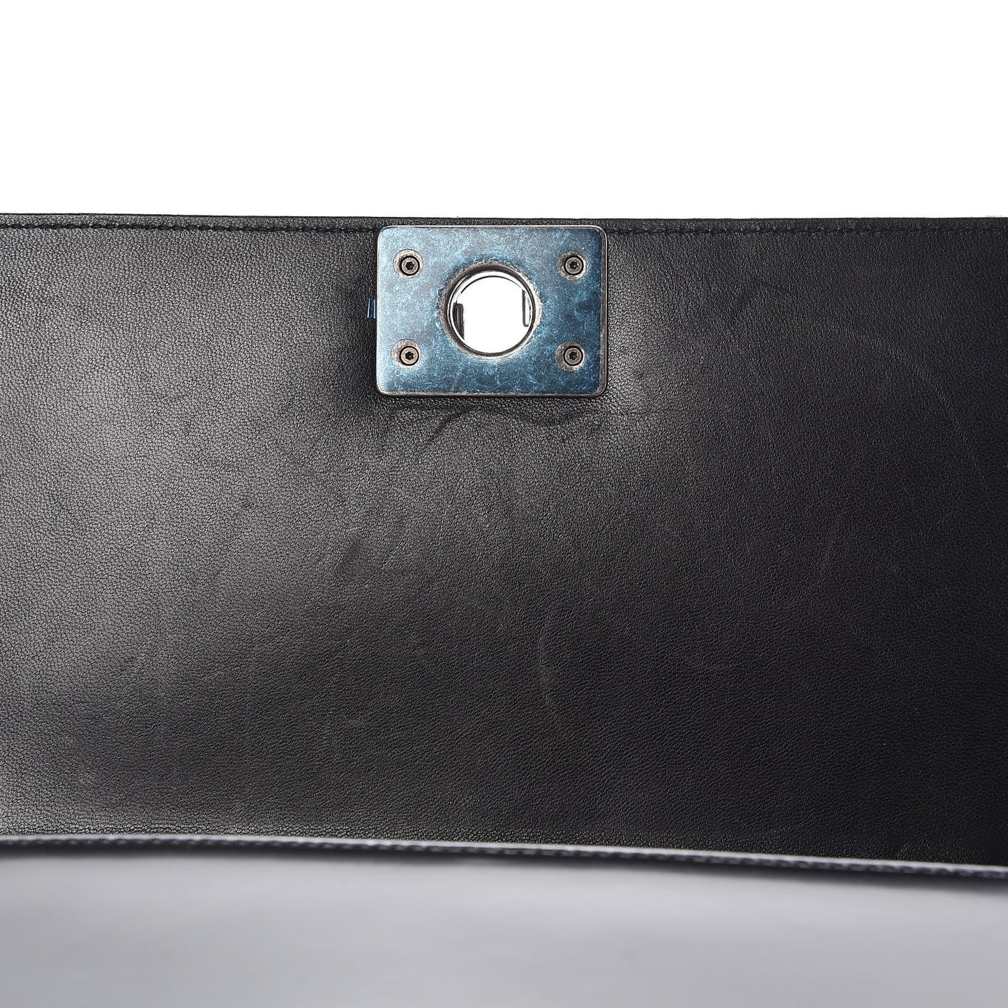 Glazed Calfskin Medium Boy Flap Black
