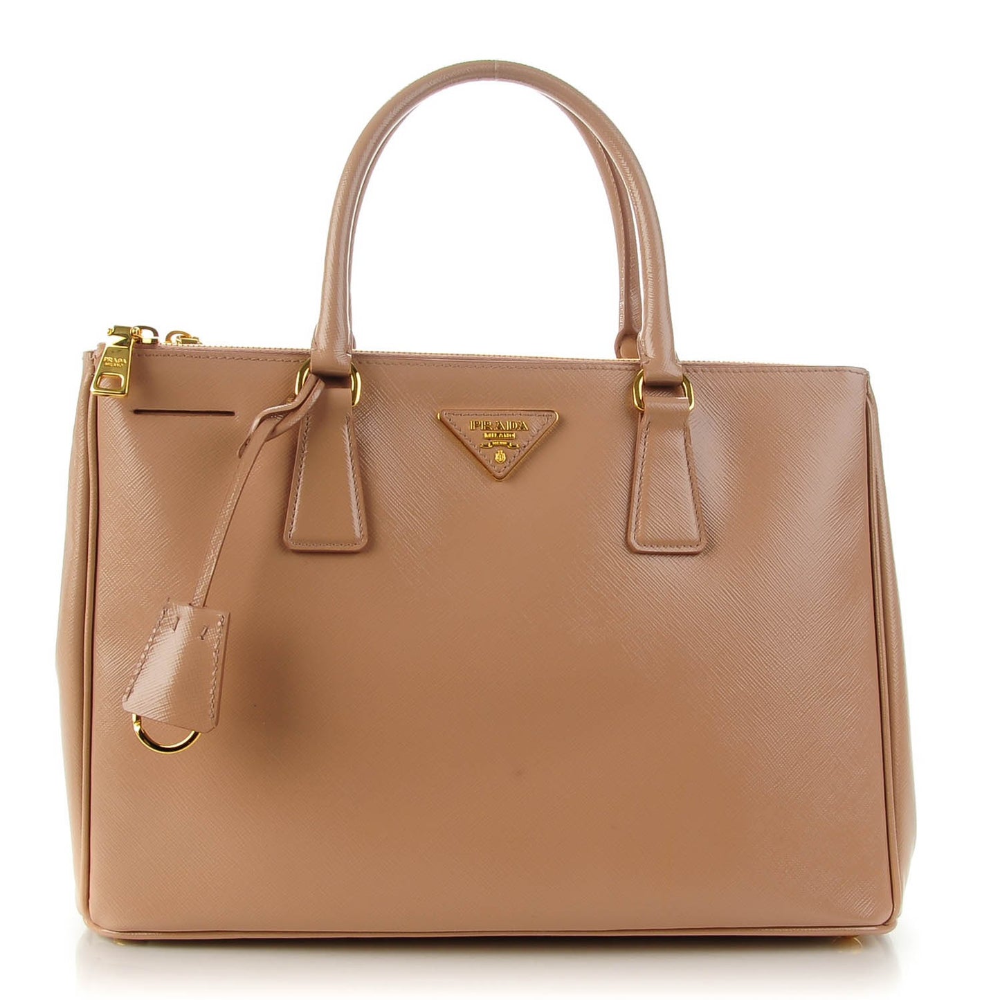 Saffiano Vernice Medium Galleria Double Zip Tote Cammeo