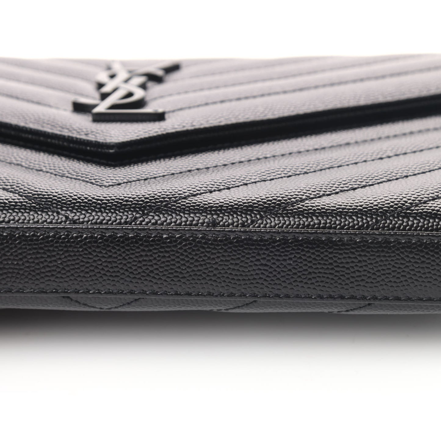 Grain De Poudre Matelasse Chevron Monogram Chain Wallet Black