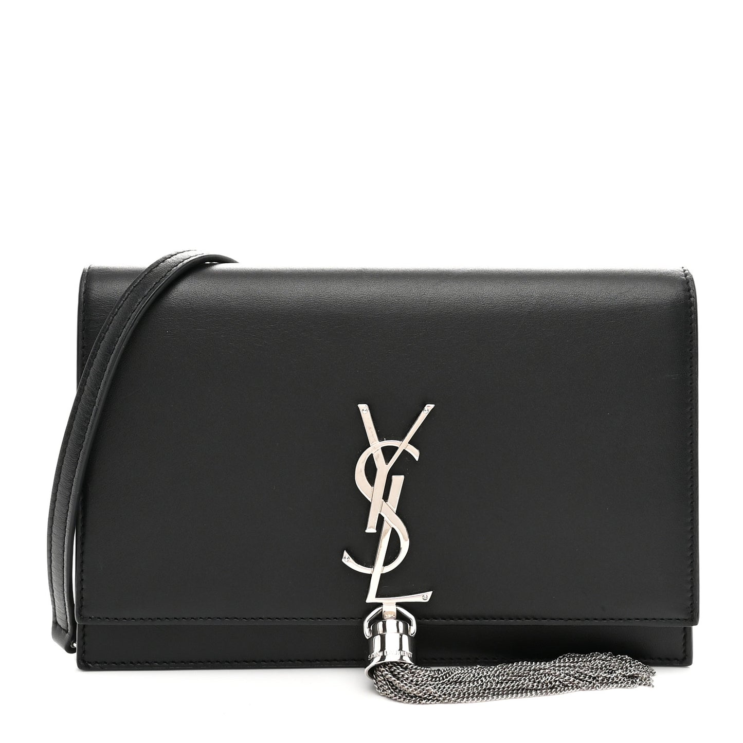 Smooth Calfskin Classic Monogram Kate Tassel Chain Wallet Black