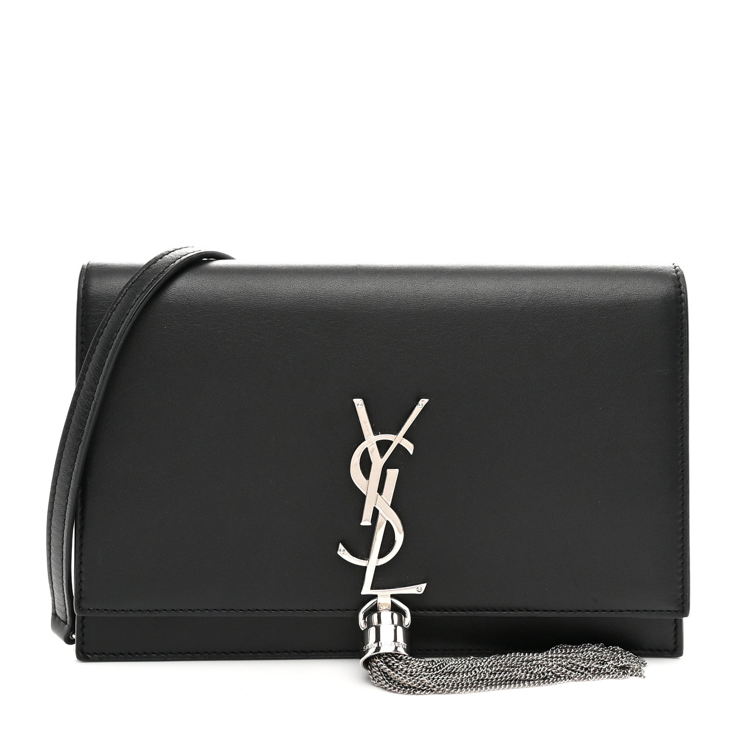 Saint Laurent Smooth Calfskin Classic Monogram Kate Tassel Chain Wallet Black 1 of 9