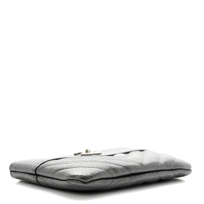 Chanel Metallic Sheepskin Chevron Quilted Small Vintage Mademoiselle Cosmetic Case Dark Grey 4 of 8