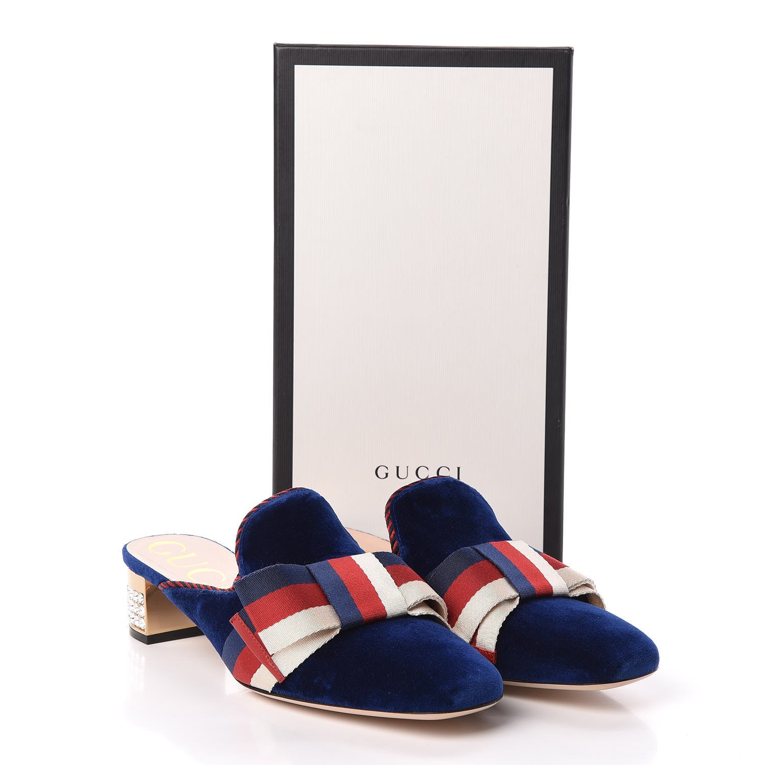 Gucci Velvet Crystal Sylvie Bow Mules 40 Blue 8 of 8