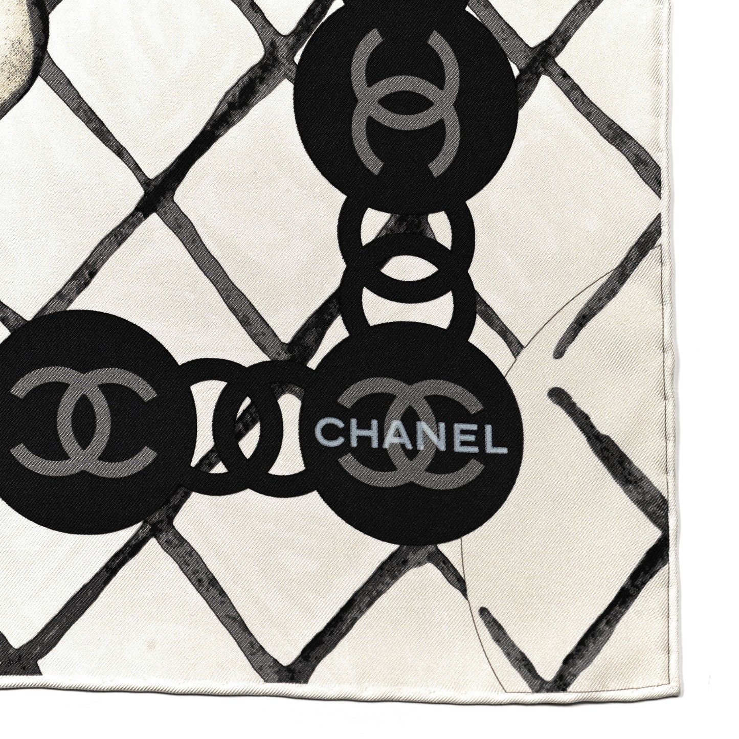 Silk Camellia CC Square Scarf Ivory