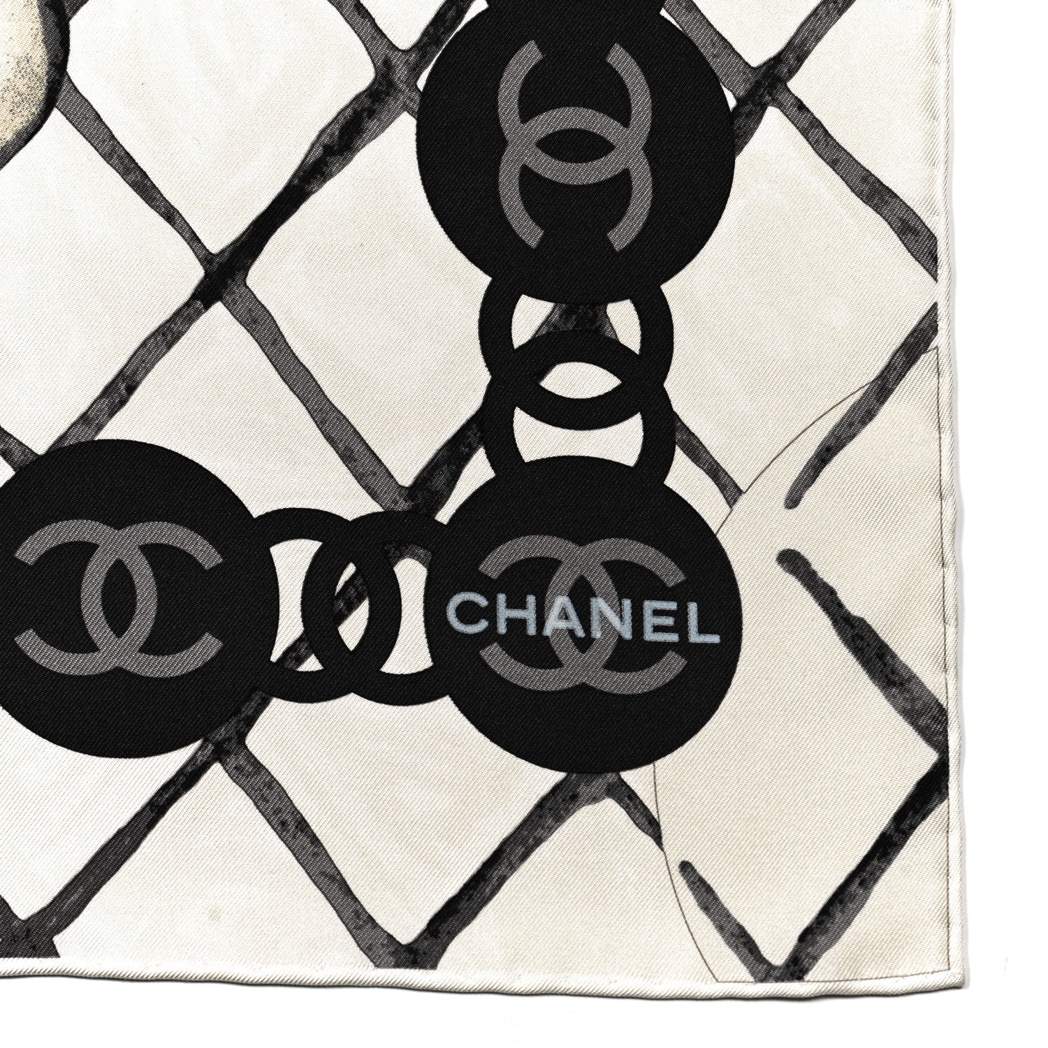 Chanel Silk Camellia CC Square Scarf Ivory 2 of 4