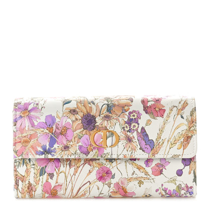 Christian Dior Calfskin Caro Freesia Long Wallet White Multicolor 1 of 9