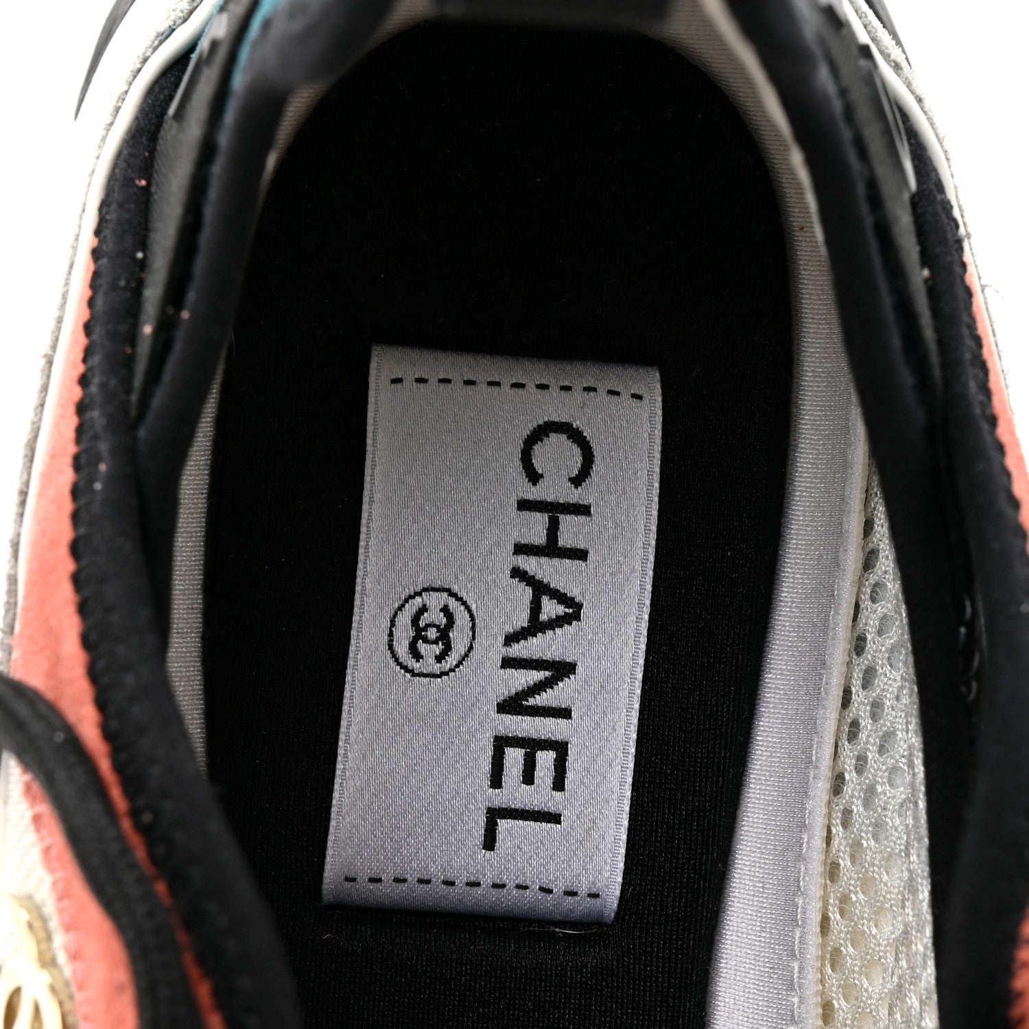Chanel Fabric Suede CC Sneakers 39 White Light Grey Pink 9 of 10