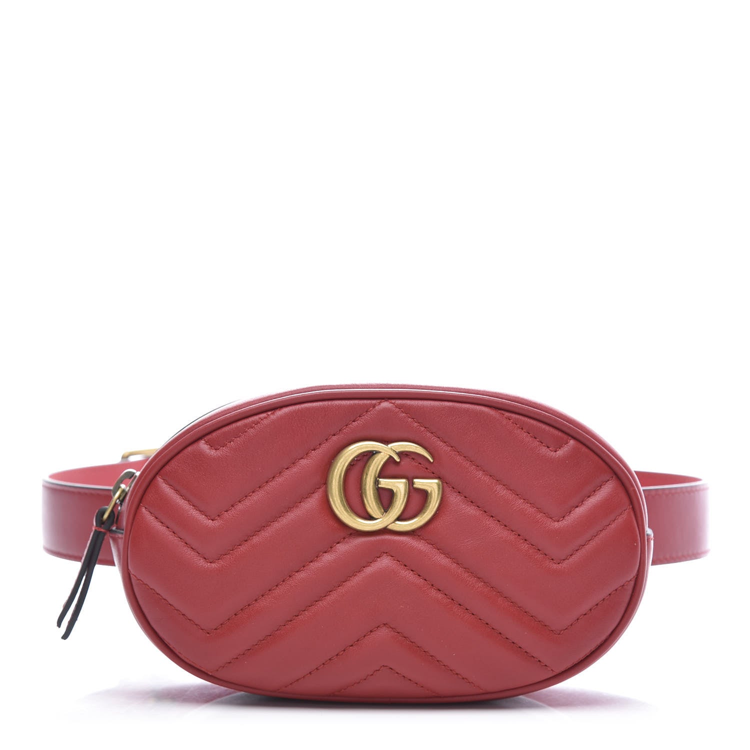 Gucci Calfskin Matelasse GG Marmont Belt Bag 95 38 Hibiscus Red 1 of 13