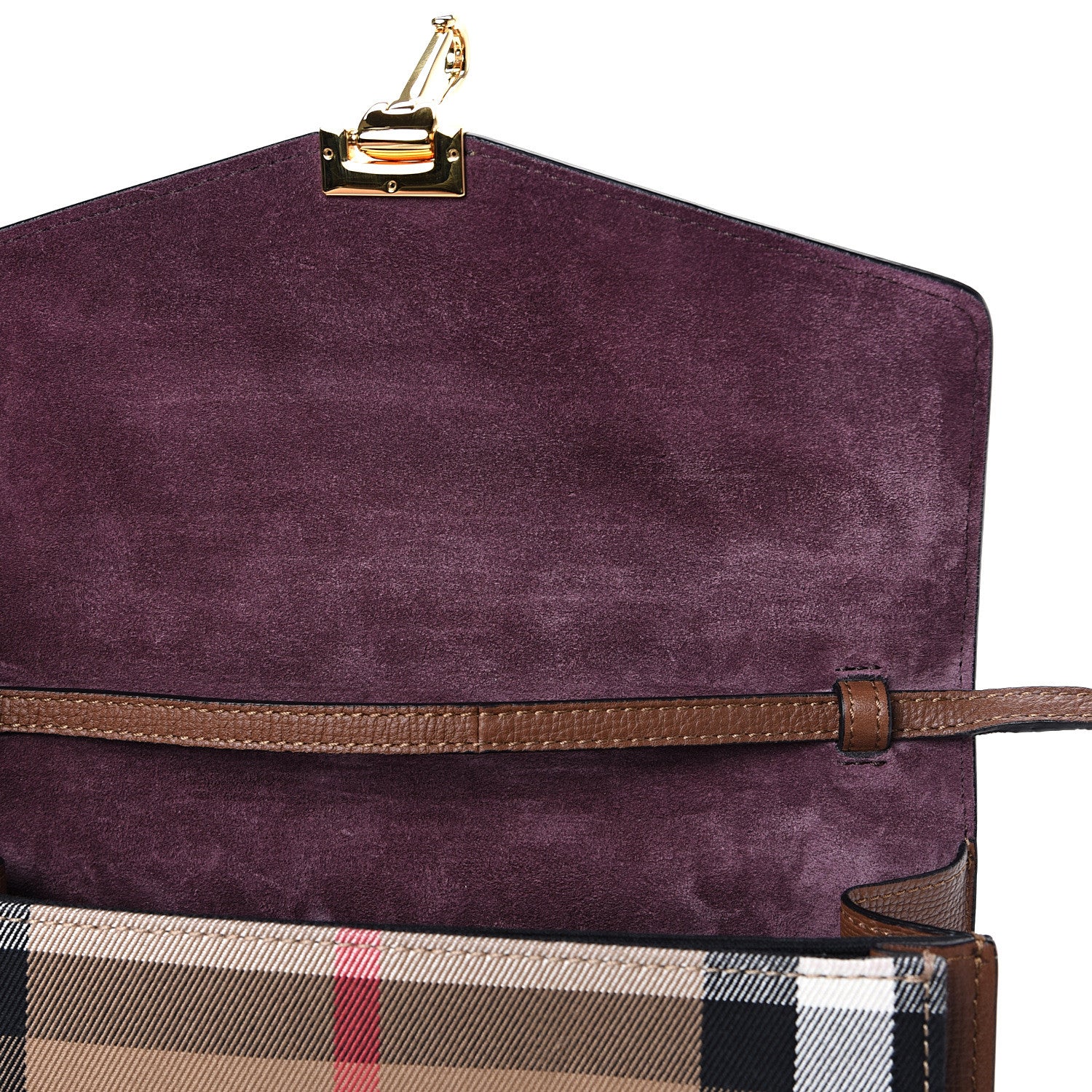 Burberry Derby Calfskin House Check Small Macken Crossbody Bag Tan 11 of 11