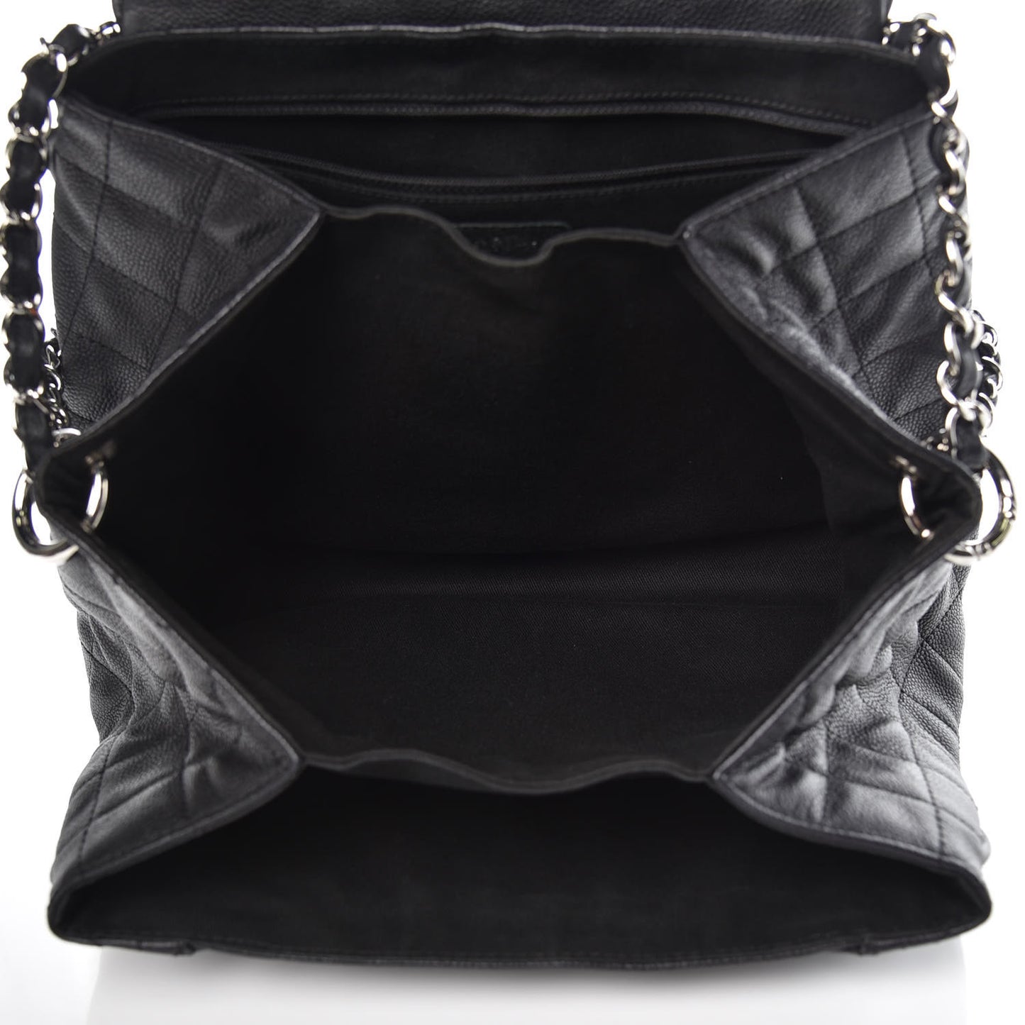 Caviar Quilted Timeless Accordion Flap Black