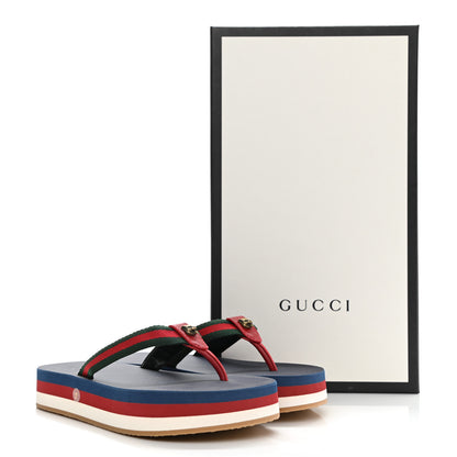 Gucci Canvas Web Platform Lifford Thong Sandals 37 Hibiscus Red 8 of 8
