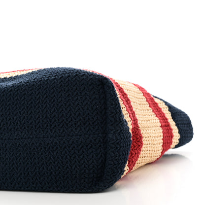 Miu Miu Raffia Effect Crochet Large Woven Tote Natural Blue 9 of 9